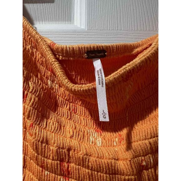 Free People Women Lana Orange Tunic Off the Shoulder Dress Size Large A000507 - Picture 9 of 9